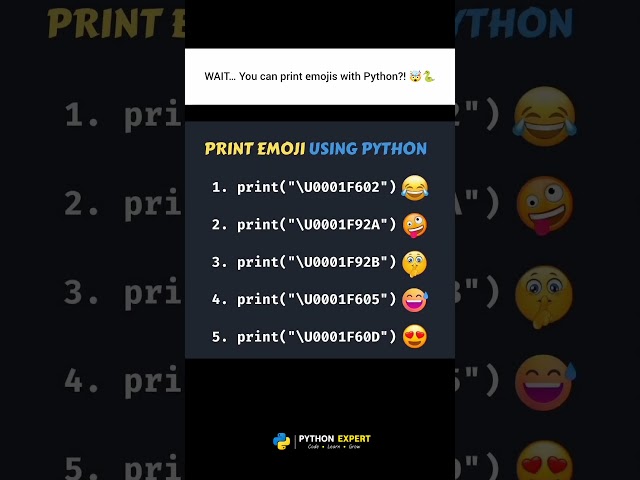 WAIT… You can print emojis with Python?! 🤯🐍 #developer #programming #coding #python #emoji #tech