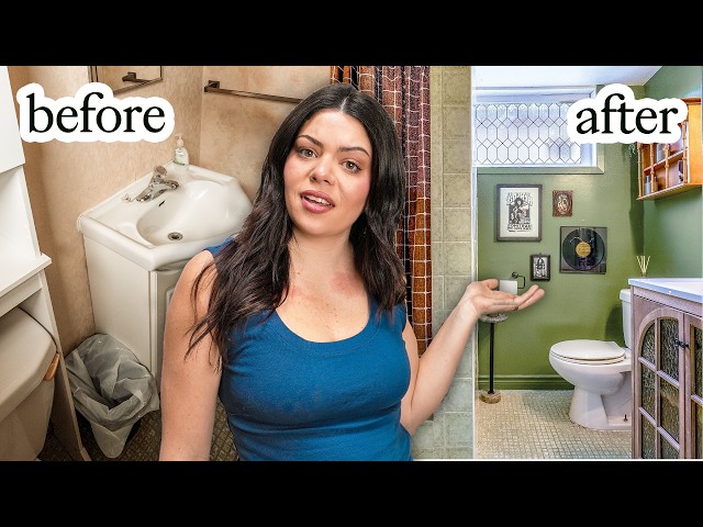 I gave this scary bathroom a makeover on a NO DEMO budget  | DIY-friendly