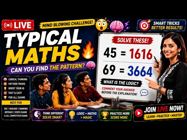 🔴 LIVE : Typical Maths 🫨🔥 | Can You Crack the Hidden Pattern? 🤯 45 = 1616 🤯 69 = 3664