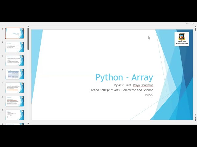 FY MSC CA - Python Programming Basics of Array