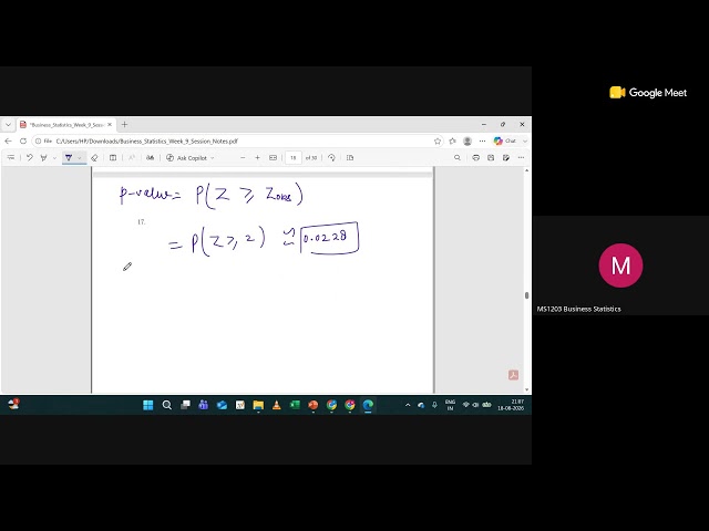 Business Statistics - Week-9 - Live Session-1