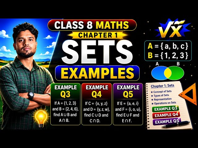 Class 8 Maths l Example Q3 Q4 Q5 l Ch- 1 Sets l Ch- 1 sets class 8 maths q3 q4 q5 in Assamese Medium