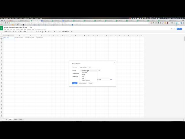 Google Sheet Data Validation List