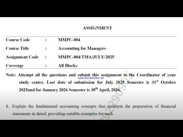 IGNOU MMPC-004 Solved Assignment July 2025 Jan 2026 [FREE] || IGNOU MBA || Accounting for Managers