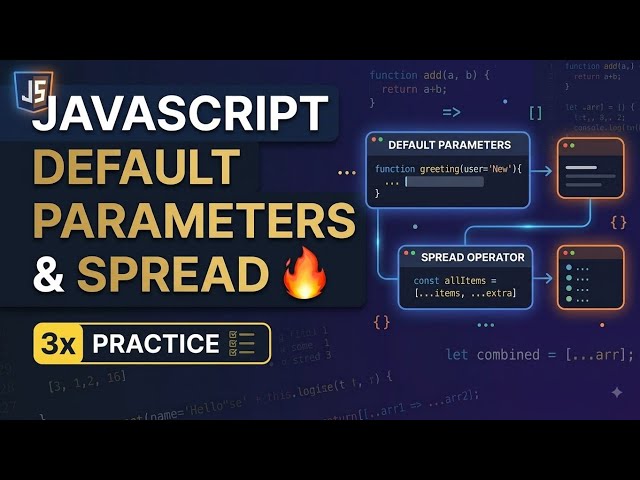 JavaScript Default Parameters & Spread 🔥 | Practice Questions #javascript #webdevelopment #tech 