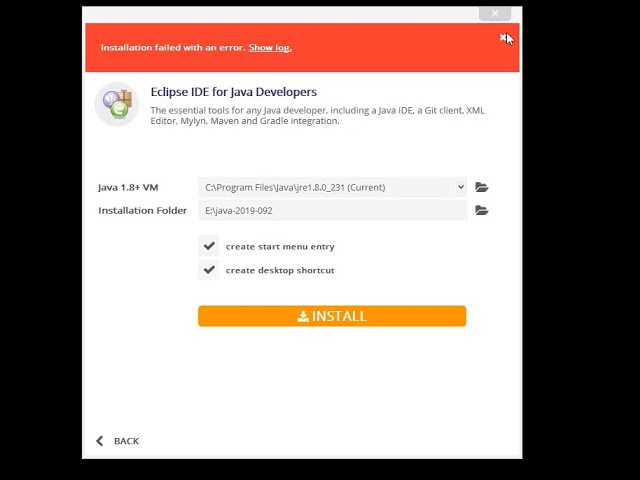 How to Resolve - Eclipse installation failed with error