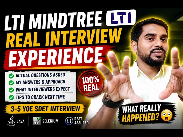 👉 Real LTIMindtree SDET Interview Questions 🔥 | Java, Selenium & Rest Assured (3-5 YOE)