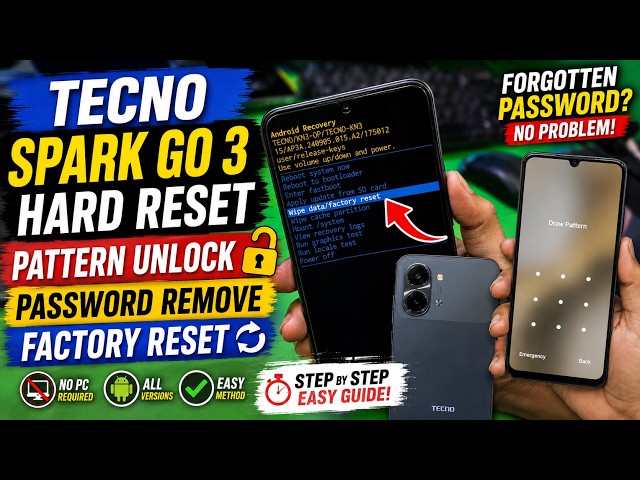 How to Hard Reset Tecno Spark Go 3 || Remove Screen Lock || tecno kn3 hard reset