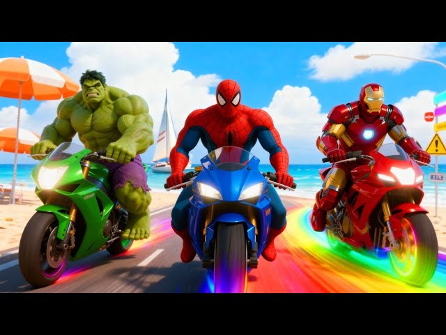 Spider-Man vs TUNG TUNG TUNG SAHUR Motorcycle Challenge جسر قوس قزح على GTA 5 ep3