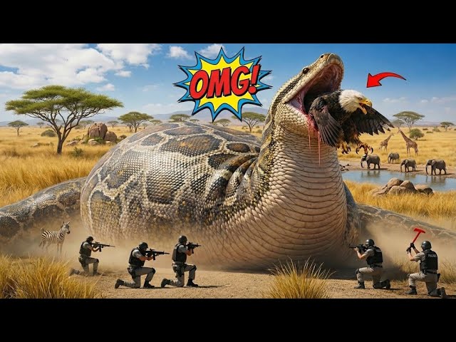 Heroic Rescue Team Saves Mother Eagle from Giant Python Attack 🦅🐍