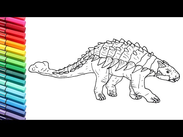 Drawing and Coloring the Ankylosaur From Jurassic world Evo - How to Draw Dinosaurs for Children