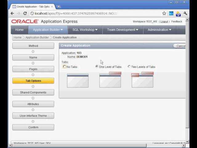 Oracle Application Express - Creating an Application