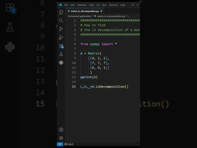 How to find  the LU decomposition of a matrix #python