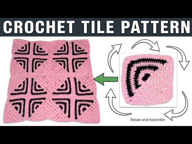Crochet Tile Pattern/ Easy Crochet Tutorial For Beginners 😍