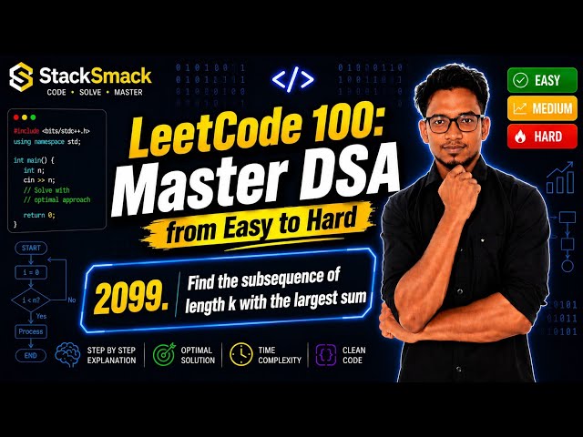 LeetCode 2099. Solved! Find Subsequence of Length K With Largest Sum | DSA Explained #stacksmack