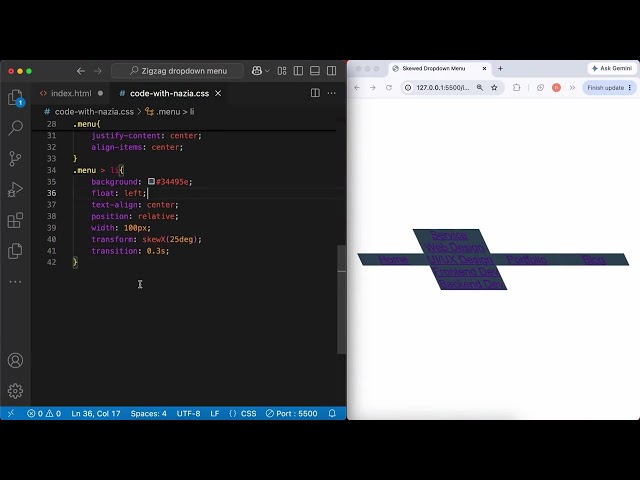 Zigzag Dropdown Menu Using HTML & CSS | Creative Navbar Animation