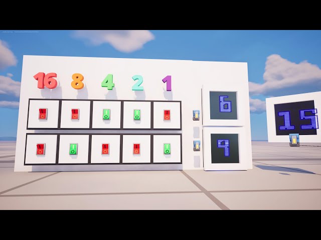 Building a Computer in Fortnite Creative - A Binary adding machine using logic gates