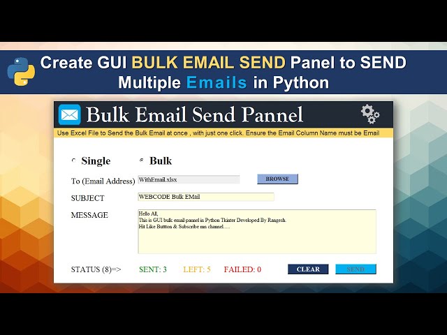 How to send Multiple Emails in Python | GUI Tkinter #Webcode
