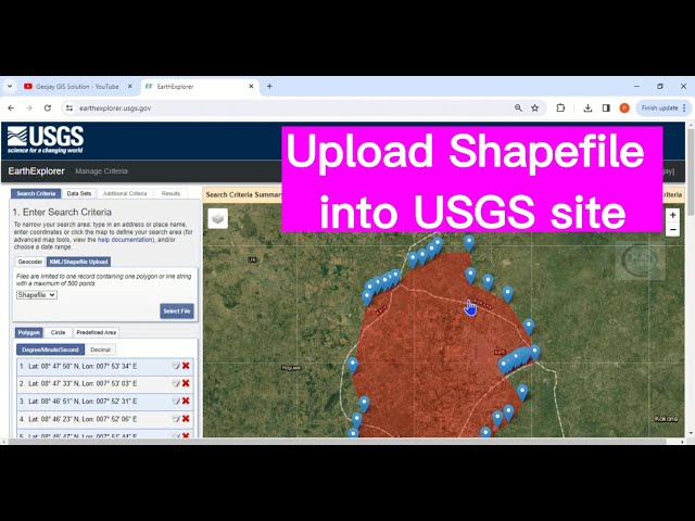 How to upload study area Shapefile into USGS site