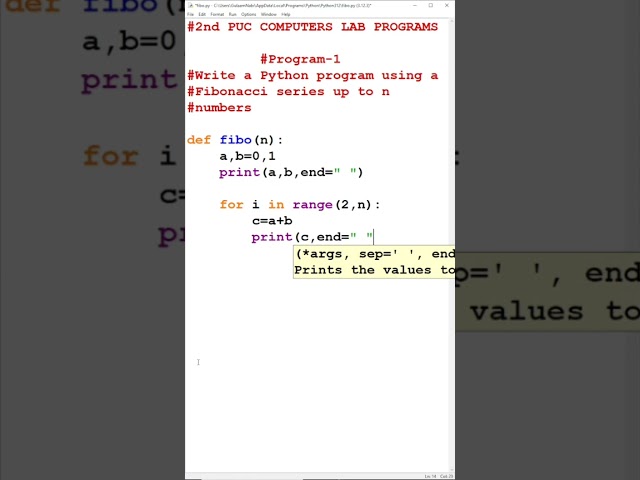 Fibonacci Series in Python 🔢 | Easy Logic | PUC Practical #coding #programming
