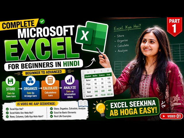 🔥Microsoft Excel Tutorial for Beginners in Hindi | Excel Introduction | Beginner to Advanced| Part 1