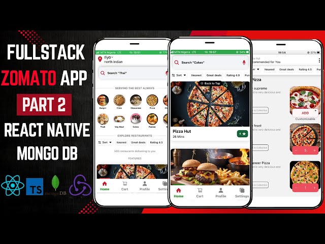 React Native MongoDB Full-Stack Multi-Cart Restaurant App | Part 2 | Zomato App Clone.