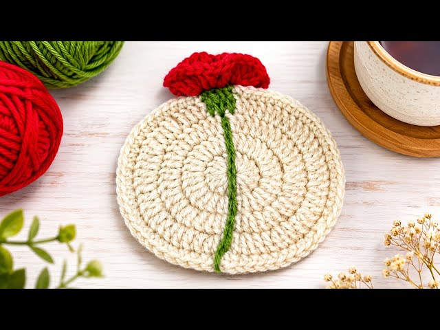 Crochet This Stunning Carnation Coaster in Minutes!