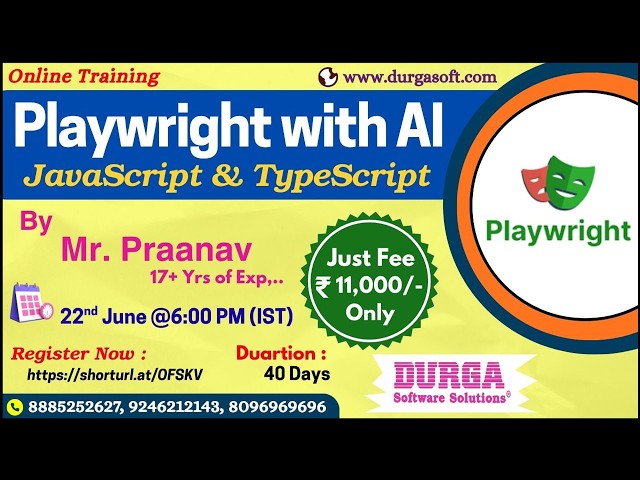 Playwright with AI JavaScript & TypeScript Online Training @ DURGASOFT