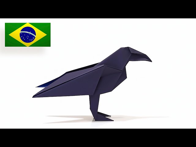 Origami de Corvo: Tutorial Completo Fácil/Intermediário (Dobradura de Pássaro)