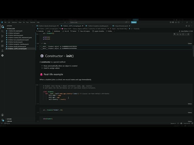 9-Python OOPS Tutorial – Classes, Objects, Constructors, Methods & Static Methods