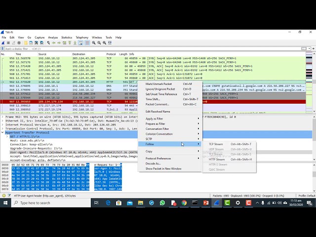 DCN course 2020 dns, tcp and http in wireshark