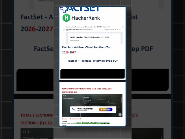 FactSet Advisor Client Solutions Assessment | HackerRank Test & Interview Preparation