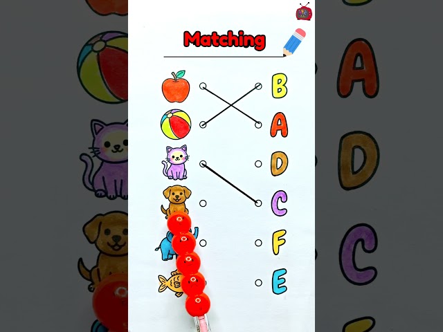 Match the Picture with Letter! 🍎🐱🐘 | ABC Matching for Kids