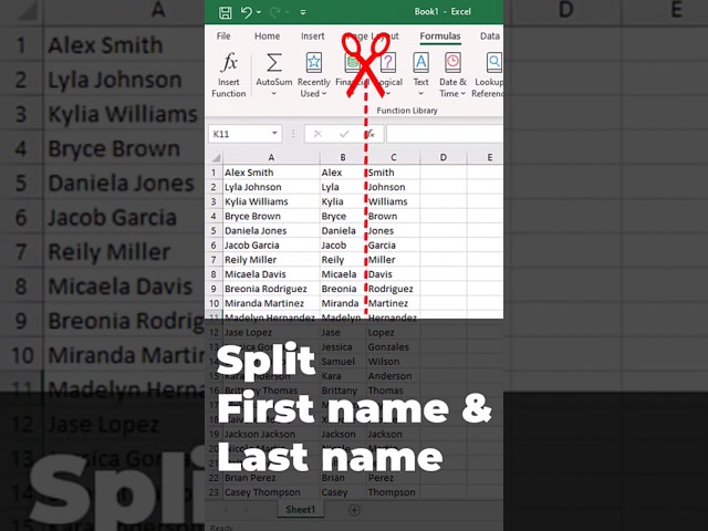 Split First and Last Names into Separate Columns | Excel Tutorials #ctrl_e #split #column #delimiter