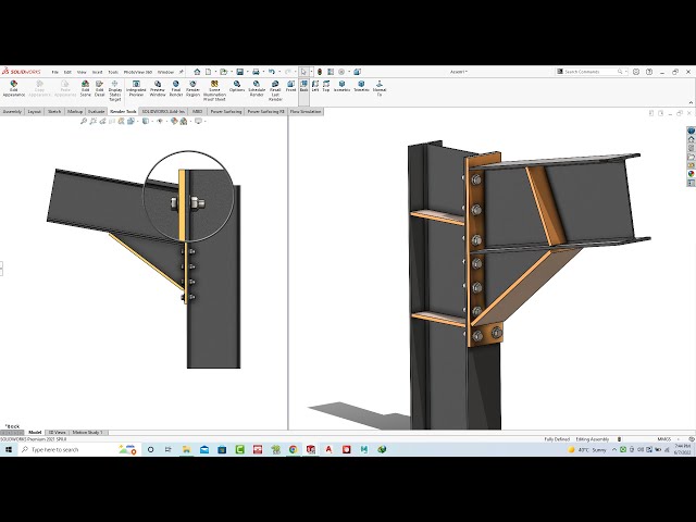 Solidworks Tutorial # 229 Tapper Beam connection Structural Design in Solidworks weldments