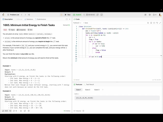Minimum Initial Energy To Finish Tasks