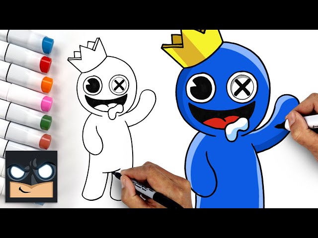Rainbow Friends 🌈 How To Draw Blue | Draw & Color Art Tutorial