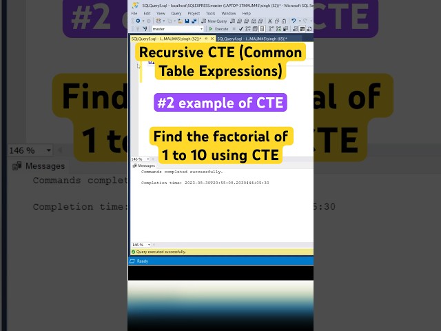 Recursive CTE - How to find factorial of all numbers from 1 to 10 #sql #sqlqueries #coding #shorts
