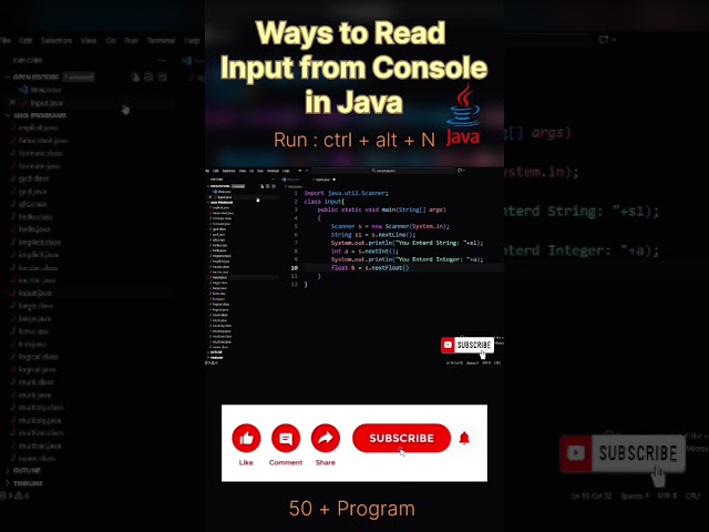 Program of Read Input From Console in Java|#shorts #youtube #ytshorts #trending #youtuber #tech#reel