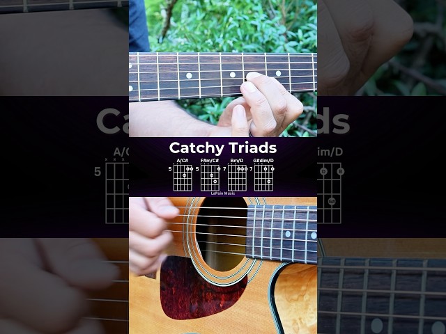 Catchy Triads: A/C♯ → F♯m/C♯ → Bm/D → G♯dim/D - Guitar Chord Progression #Shorts