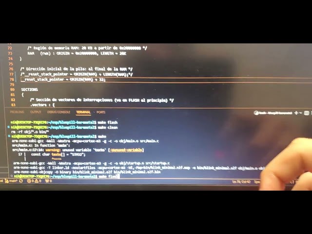 Falla 3, error al prender LED de testeo por reset de stack pointer