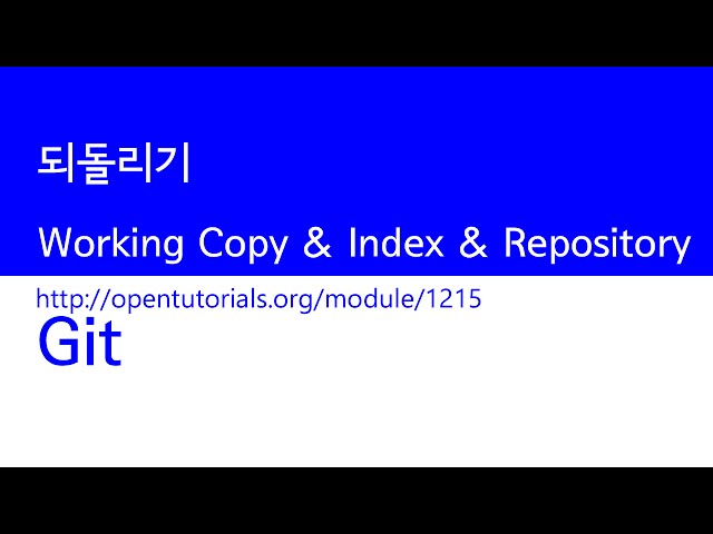 Git - 되돌리기 2 : WorkingCopy Index Repository