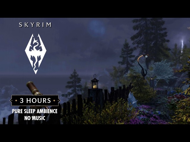 Night Storm at the Overlook, Skyrim | Sleep Relaxation & Study | Pure Ambience No Music | 3 Hours