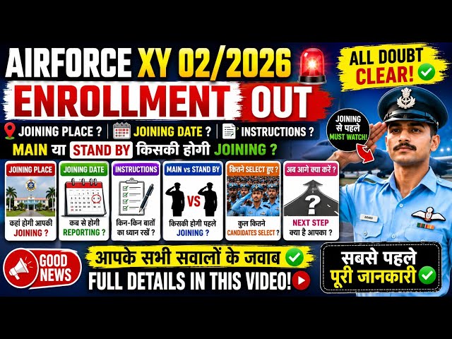 Airforce XY 02/2026 Enrollment 😱Joining Place, Date, Main vs Standby🔥 All Doubt Clear Before Joining
