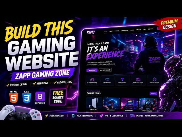ZAPP Gaming Zone Website UI Design | HTML CSS Bootstrap 5 Project