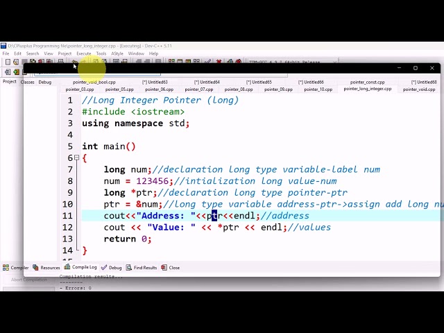 Lecture:79|pointer variable of type long |declaration and initialization