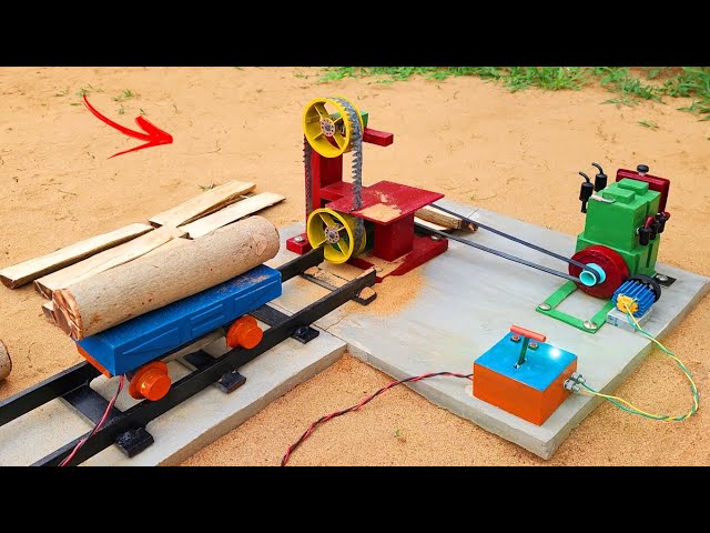 DIY Mini Tractor Tree Cutter Machine | Electric Motor Wood Splitter Saw Mill | Science Project