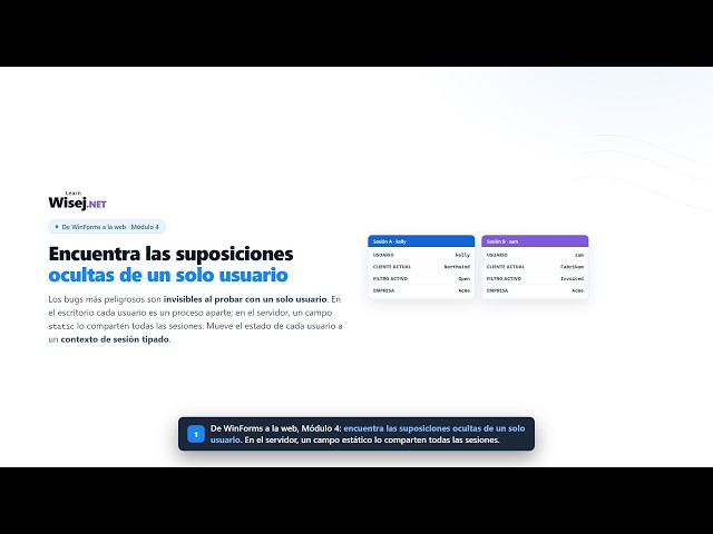 De WinForms a la web - Módulo 4: Sesiones, miembros estáticos y seguridad multiusuario
