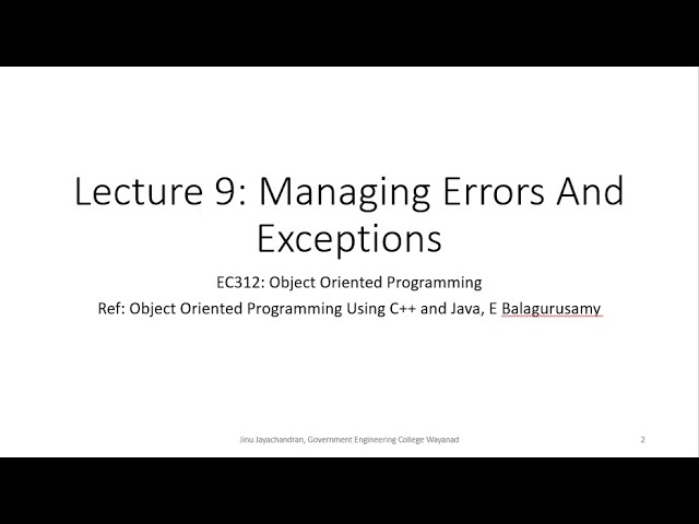 Lec9: Managing Errors And Exceptions