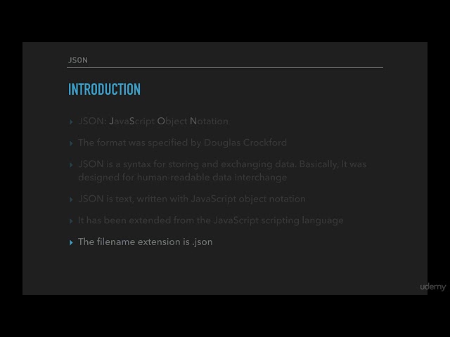 JSON Javascript Object Notation 60 Introduction to Json